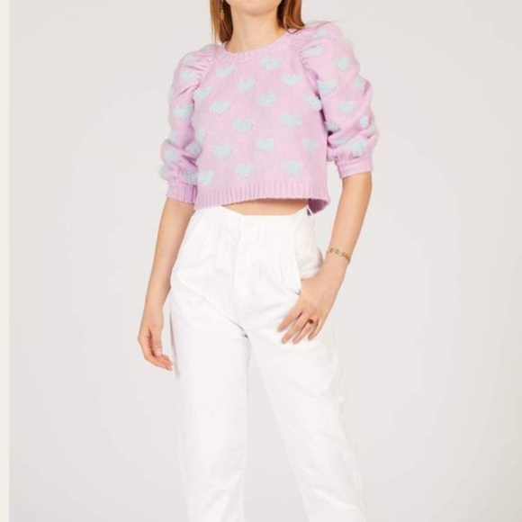 NWT For Love & Lemons Scarlet Puff Sleeve Sweater - Picture 6 of 14